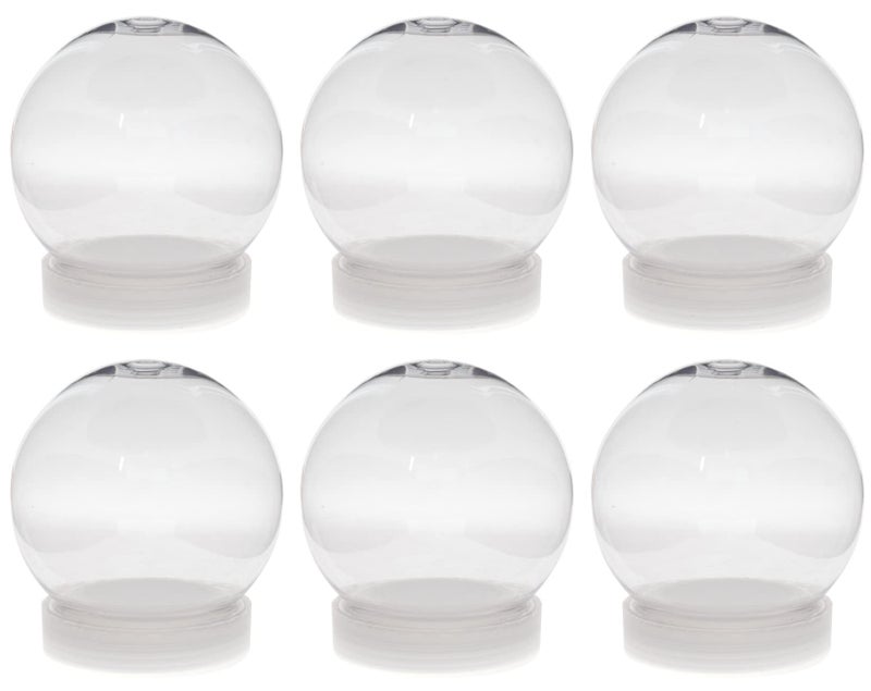 Creative Hobbies Pack of 6 (100mm) 4 Inch DIY Snow Globe Water Globe - Clear Plastic with Screw Off Cap | Perfect for DIY Crafts and Customization - Image 1